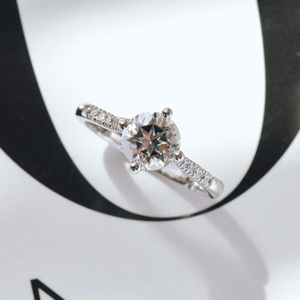 Round Compass Set Pavé Engagement Ring-top
