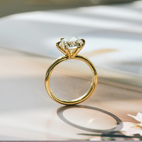 Classic Round Engagement Ring with 6-Prong Bear Claw Tips-profile