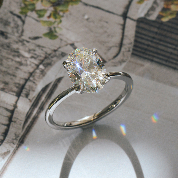 Oval Solitaire Engagement Ring With Hidden Halo-profile