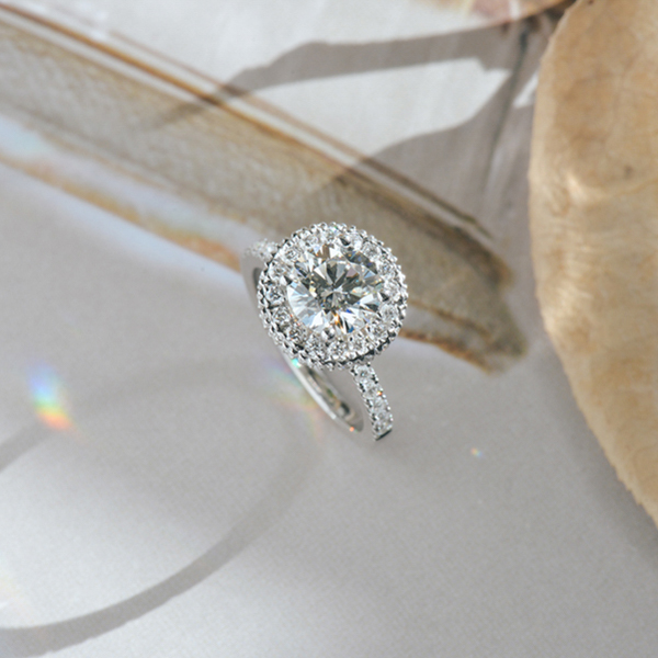 Double Halo Round Engagement Ring-side