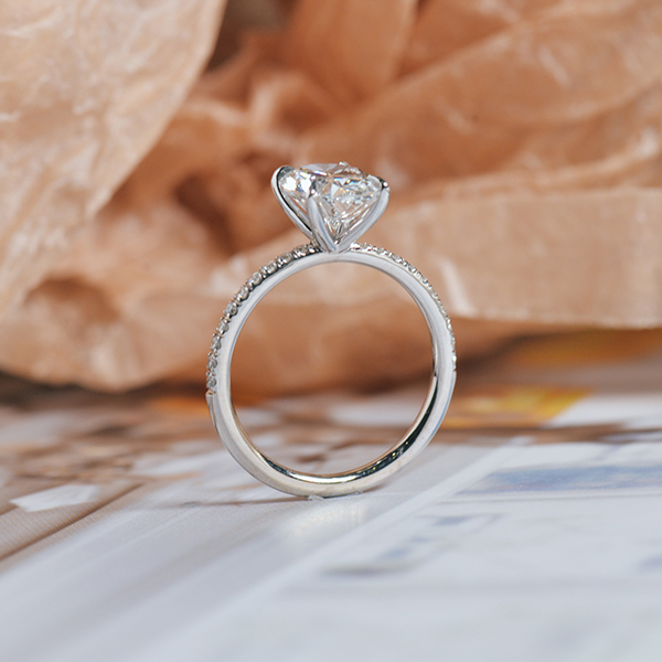 Oval Engagement Ring With 1.25mm Pavé Band-profile