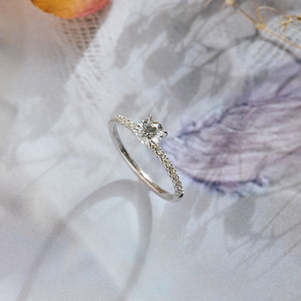 Classic 4-Prong Round Engagement Ring With Pavé-side