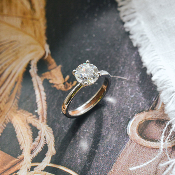 Classic Round Engagement Ring With Halo Setting-top