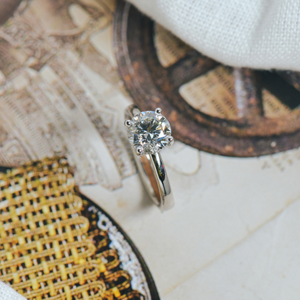 Classic Round Engagement Ring With Halo Setting-side
