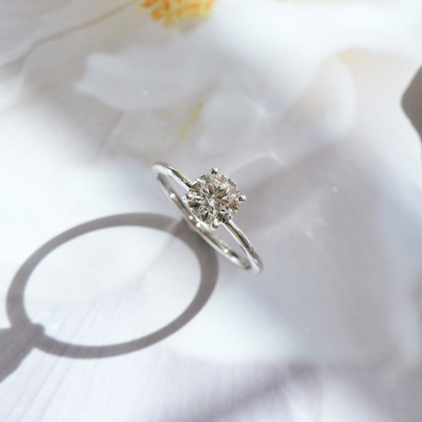 Classic Round Solitaire Engagement Ring With Hidden Halo-top