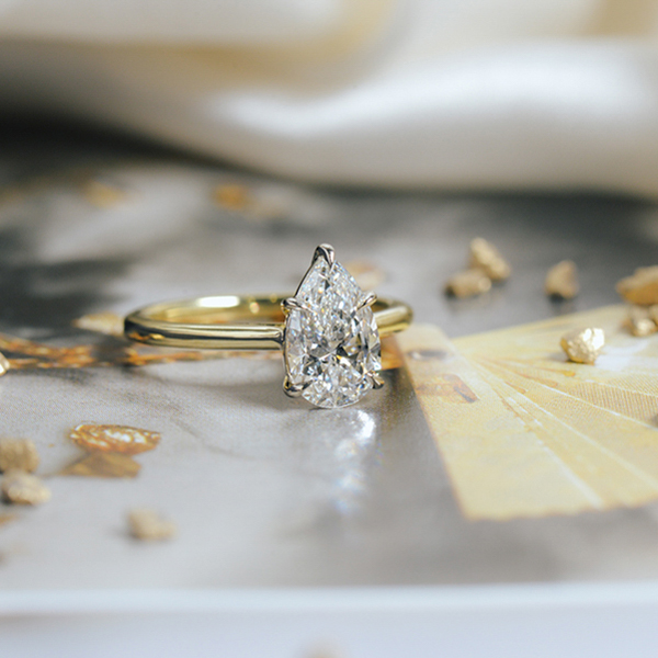 5-Prong Two-Tone Pear Solitaire Engagement Ring-side