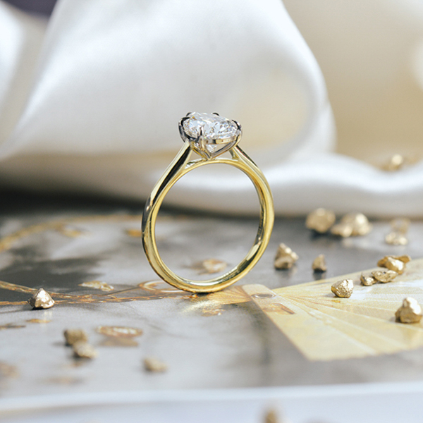 5-Prong Two-Tone Pear Solitaire Engagement Ring-profile