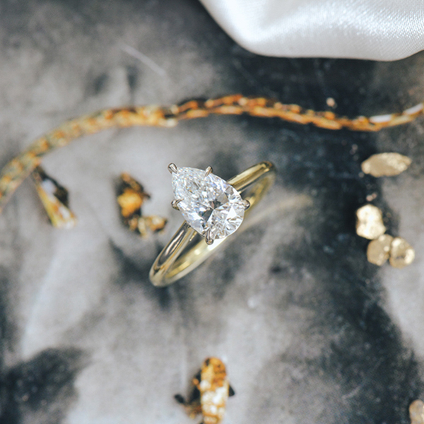 5-Prong Two-Tone Pear Solitaire Engagement Ring-top