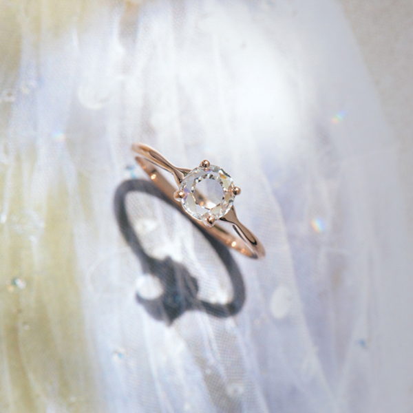 Rose Cut Round Engagement Ring-side