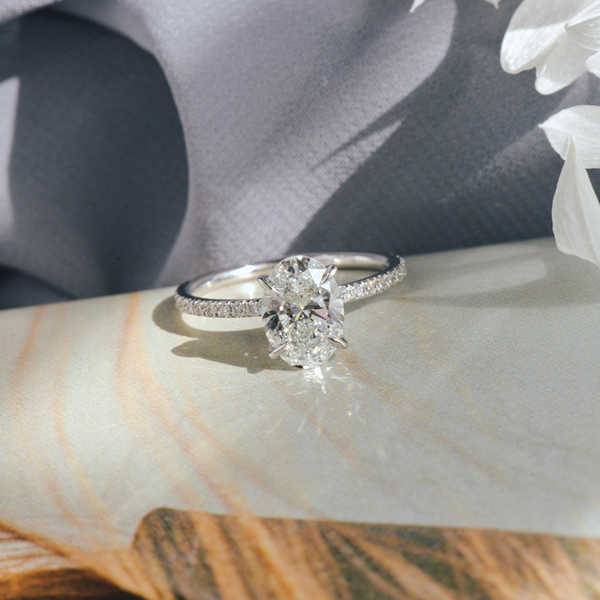Classic Oval Engagement Ring With Fine Tip Prongs-top