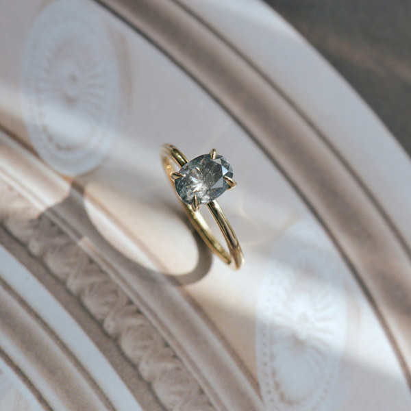 Salt & Pepper Oval Engagement Ring-top