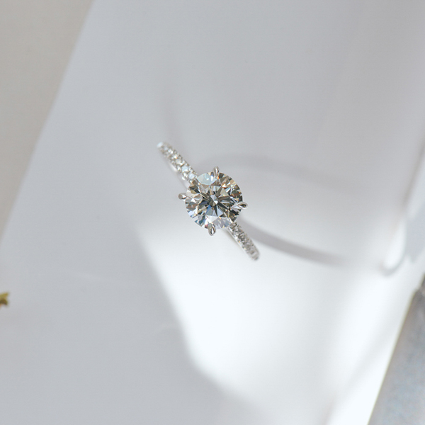Classic Round Engagement Ring With Pavé-top
