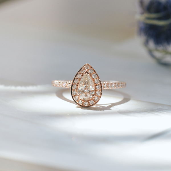 Halo Pear Engagement Ring-top