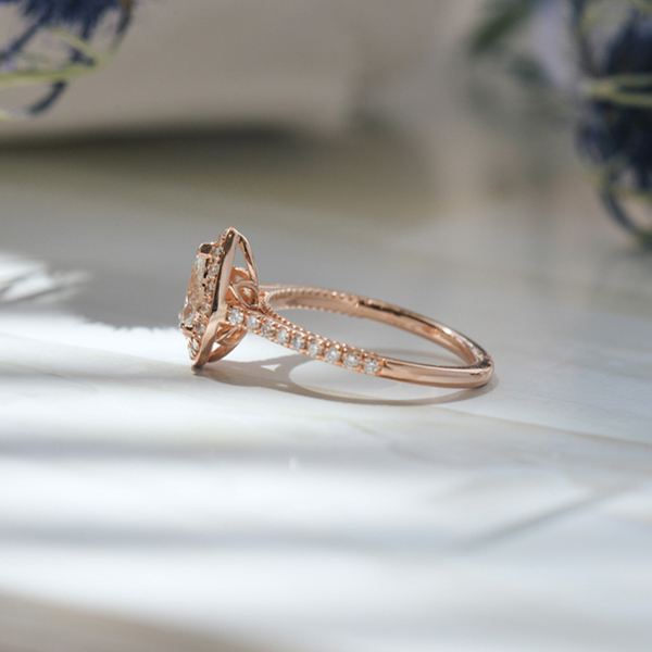 Halo Pear Engagement Ring-side