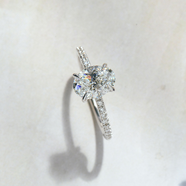 Oval Pave Engagement Ring With Claws-top