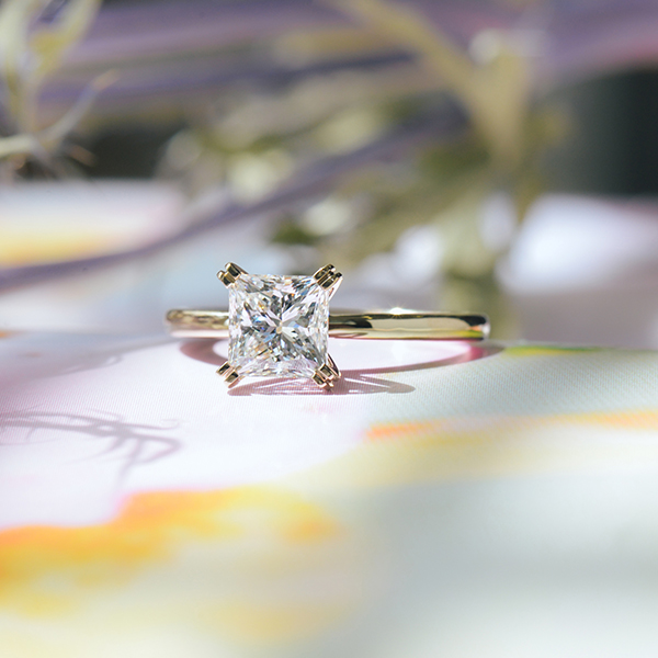 Princess Solitaire Engagement Ring With Double Prongs-top