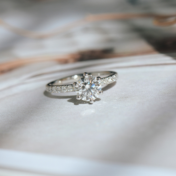 Classic Pavé 6-Prong Round Engagement Ring-side