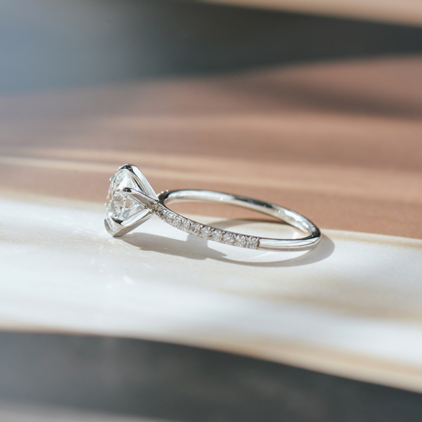 Round 6-Prong Pavé Engagement Ring-side