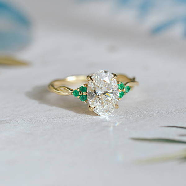 Oval 3-Stone Engagement Ring With Twist Band-top