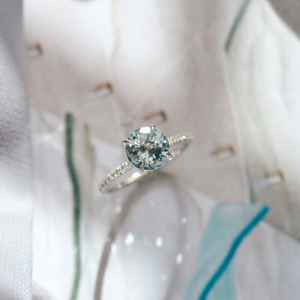 Aquamarine Round Engagement Ring-top