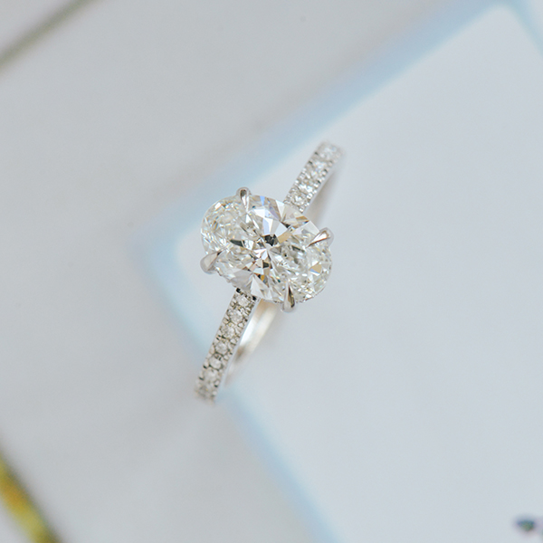 Oval Engagement Hidden Halo Pavé-top