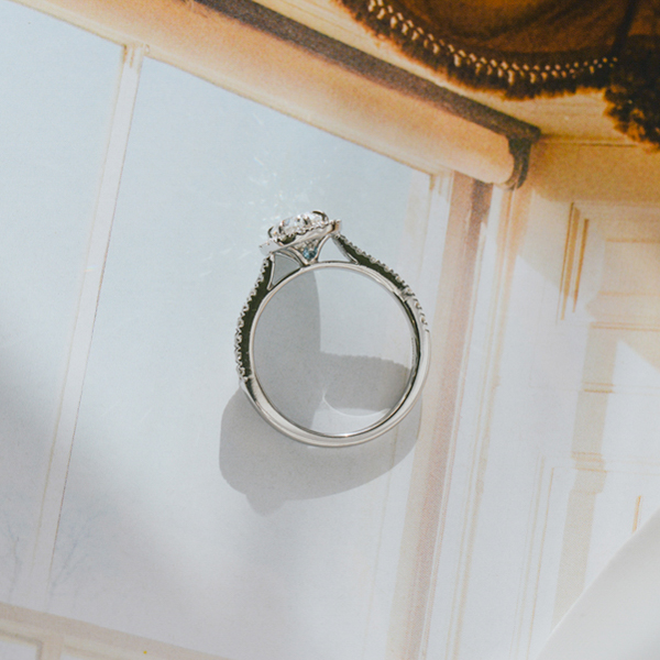 Oval Halo Engagement Ring With Fine Tip Prongs-profile