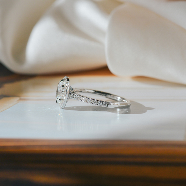 Oval Halo Engagement Ring With Fine Tip Prongs-side