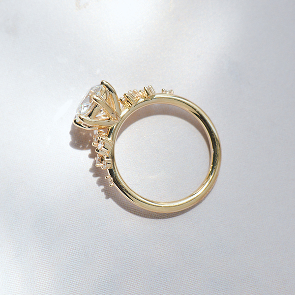 Round Engagement Ring With Clustered Stones -profile
