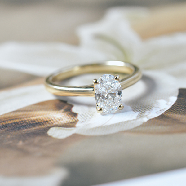Oval Tapered Engagement Ring With Whale Tail-top