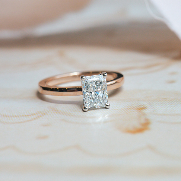 Radiant Two-Tone Engagement Ring-top