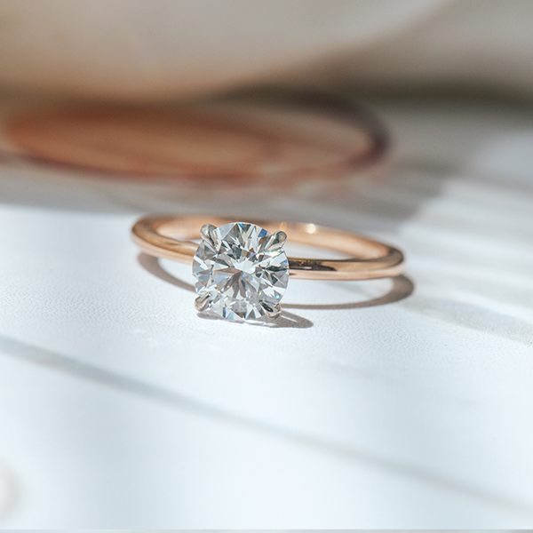 Round Cut Two-Tone Engagement Ring -top