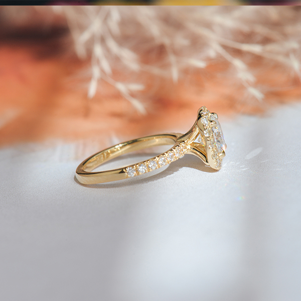 Cushion Halo Engagement Ring With Round Cut-side