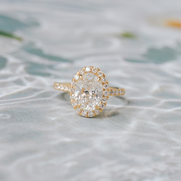 Oval Halo Engagement Ring With Pavé