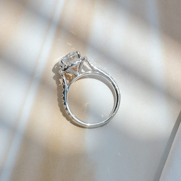 Elevated Focal Round Stone Engagement Ring With Pavé-profile