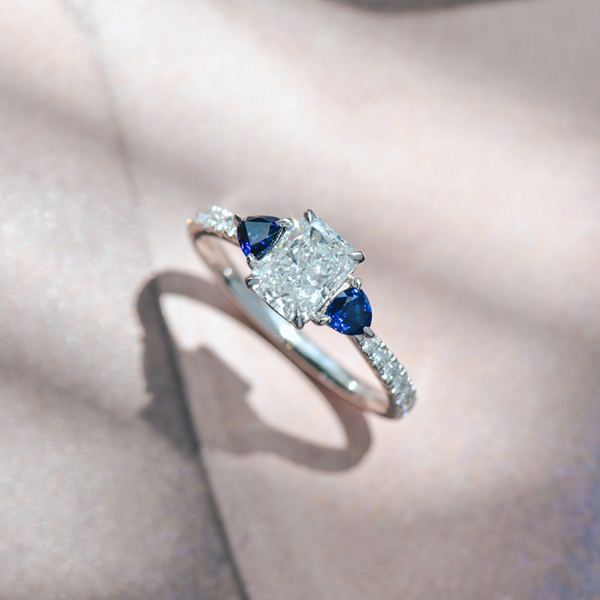 3-Stone Radiant And Trillion Engagement Ring-top
