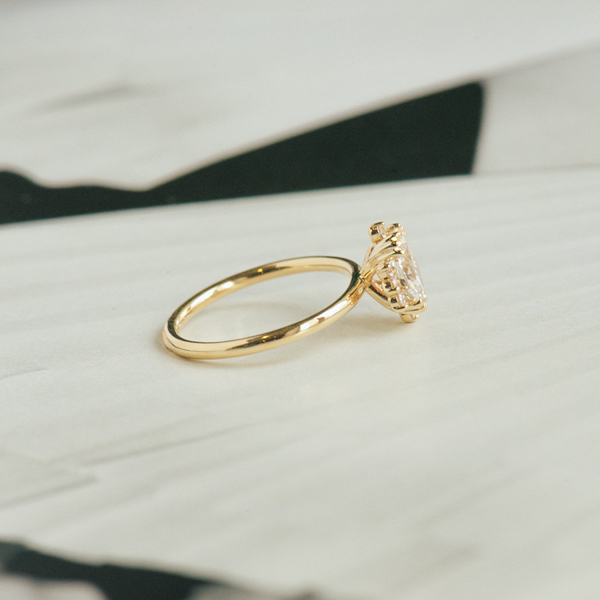 Hybrid Halo Oval Engagement Ring-side