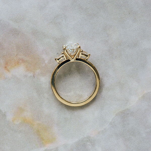 Oval Pear 3 Stone Engagement Ring-profile