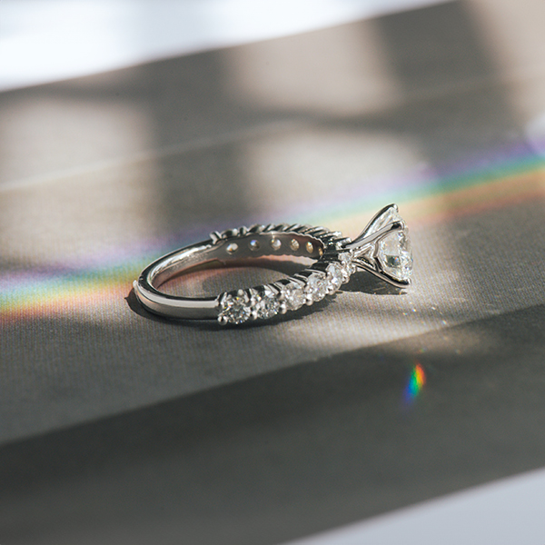 Round Shared Prong Engagement Ring-side