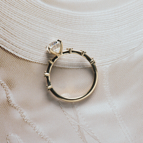 Classic Oval 4-Prong Constellation Style Pavé Engagement Ring-profile