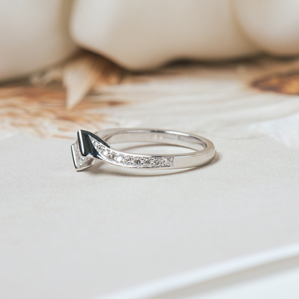 Princess Bypass Style Engagement Ring With Pavê-side