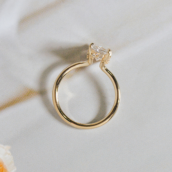 Radiant Engagement Ring With Different Size Stones Hidden Halo -profile