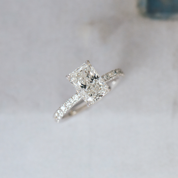 Radiant Engagement Ring With Hidden Halo Around The Claws-top