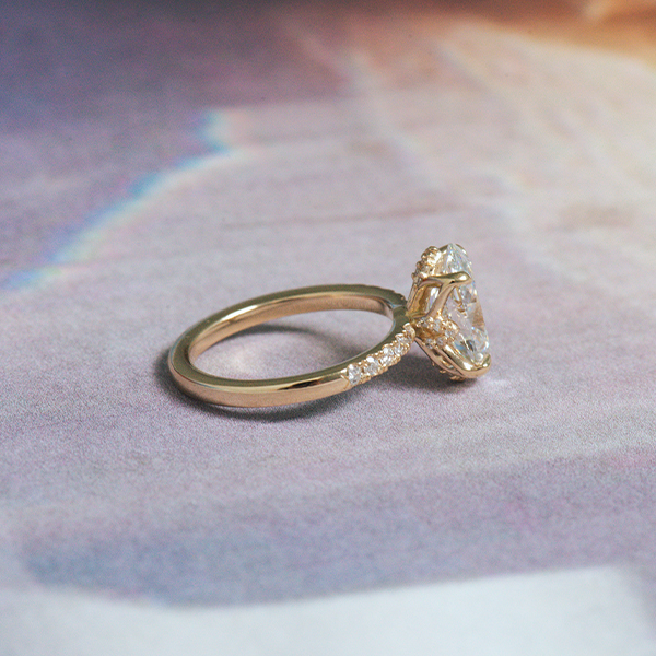 Elongated Cushion Halo Engagement Ring -side