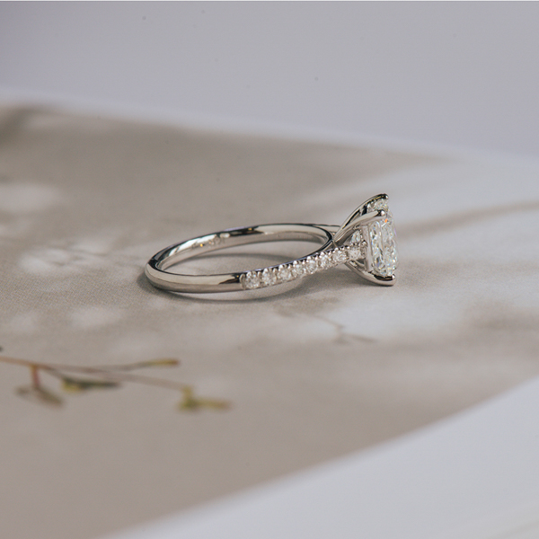 Princess Pave Engagement Ring With Cathedral-side