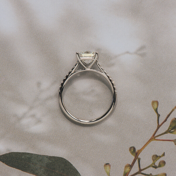Princess Pave Engagement Ring With Cathedral-profile