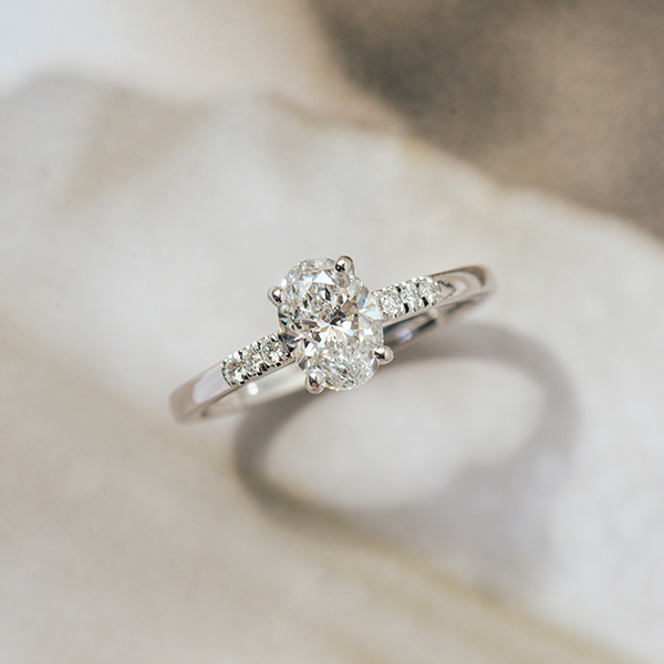 Oval Engagement Ring With Pavé Cathedral-side