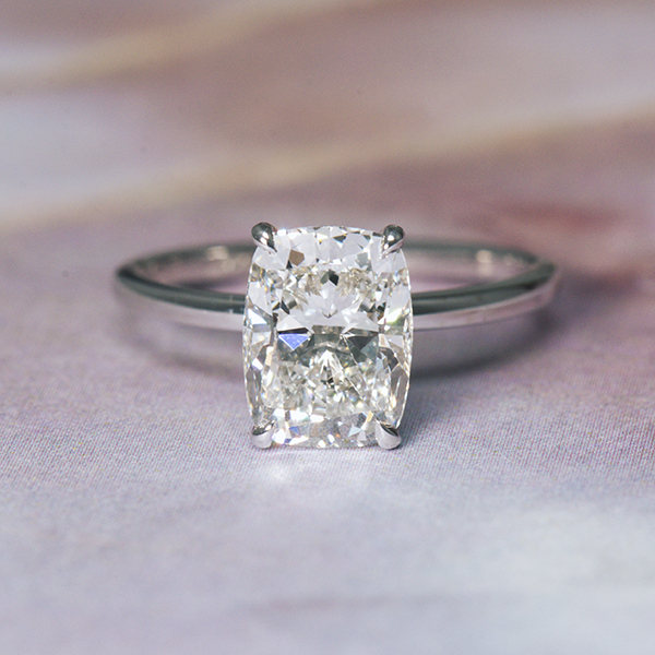 Elongated Cushion Solitaire Engagement Ring With Petite Prongs-top