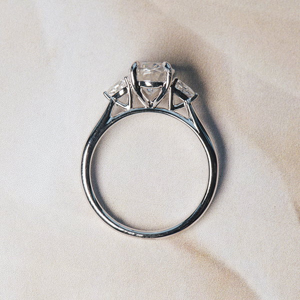 Oval 3-Stone Engagement Ring With Cathedral-profile