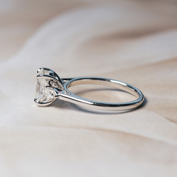 Oval 3-Stone Engagement Ring With Cathedral-side