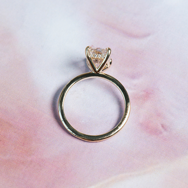 Radiant Moissanite Engagement Ring With Hidden Halo - Profile
